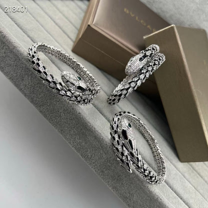 [⭐Hinora Jewelry]NEW OBSIDIAN & DIAMOND SERPENT BRACELET