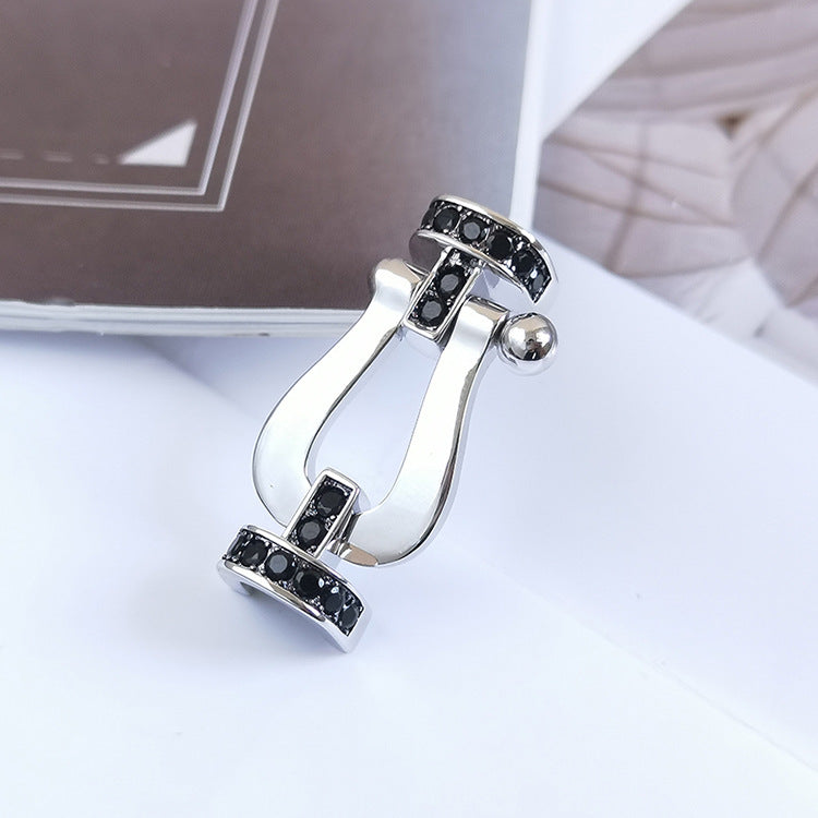 [⭐Hinora Jewelry]FORCE LARGE HORSESHOE BLACK DIAMOND BRACELET SILVER