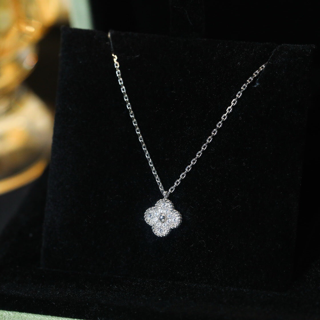 [⭐Hinora Jewelry]CLOVER MINI 9.5MM PENDANT DIAMOND NECKLACE