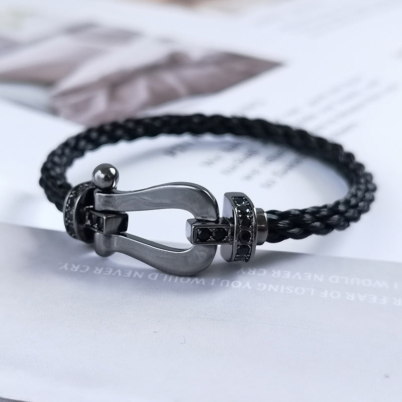 [⭐Hinora Jewelry]FORCE LARGE SERIES HORSESHOE BLACK SAMURAI BRACELET