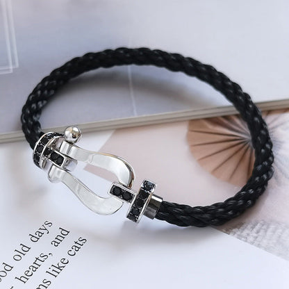 [⭐Hinora Jewelry]FORCE LARGE HORSESHOE BLACK DIAMOND BRACELET SILVER