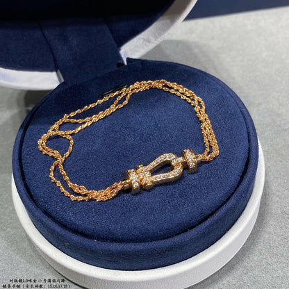 [⭐Hinora Jewelry]FORCE SMALL HORSESHOE  DIAMOND CHAIN ROPE BRACELET