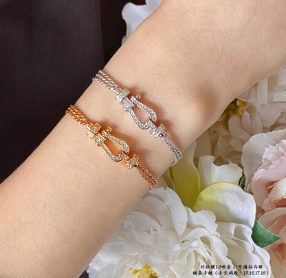 [⭐Hinora Jewelry]FORCE SMALL HORSESHOE  DIAMOND CHAIN ROPE BRACELET
