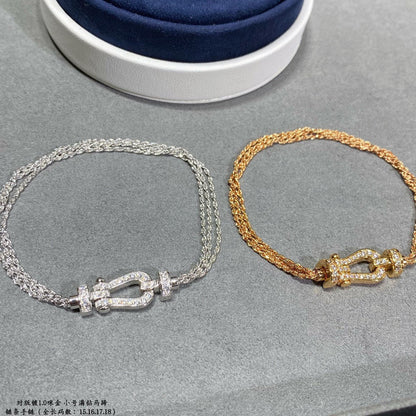 [⭐Hinora Jewelry]FORCE SMALL HORSESHOE  DIAMOND CHAIN ROPE BRACELET