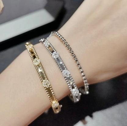 [⭐Hinora Jewelry]CLOVER BRACELET 4MM DIAMONDS