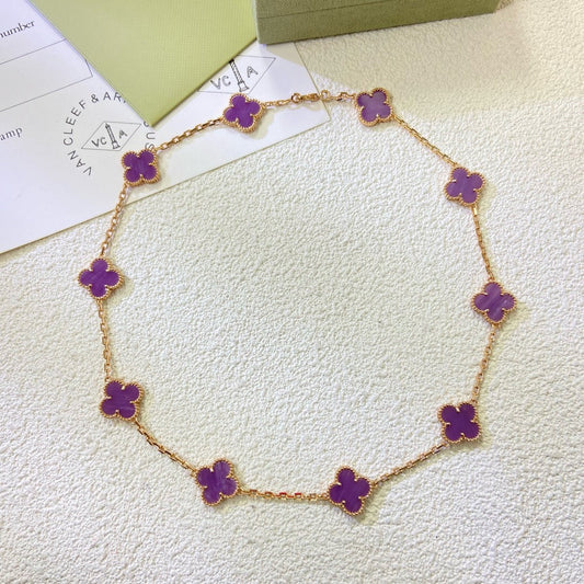 [⭐Hinora Jewelry Jewelry]CLOVER 10 MOTIFS  PURPLE VIOLET  NECKLACE