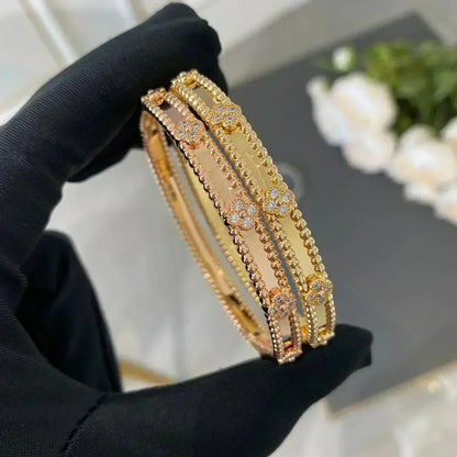 [⭐Hinora Jewelry]CLOVER BRACELET 4MM DIAMONDS
