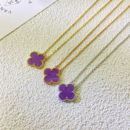 [⭐Hinora Jewelry Jewelry]CLOVER 15MM  PURPLE VIOLET NECKLACE