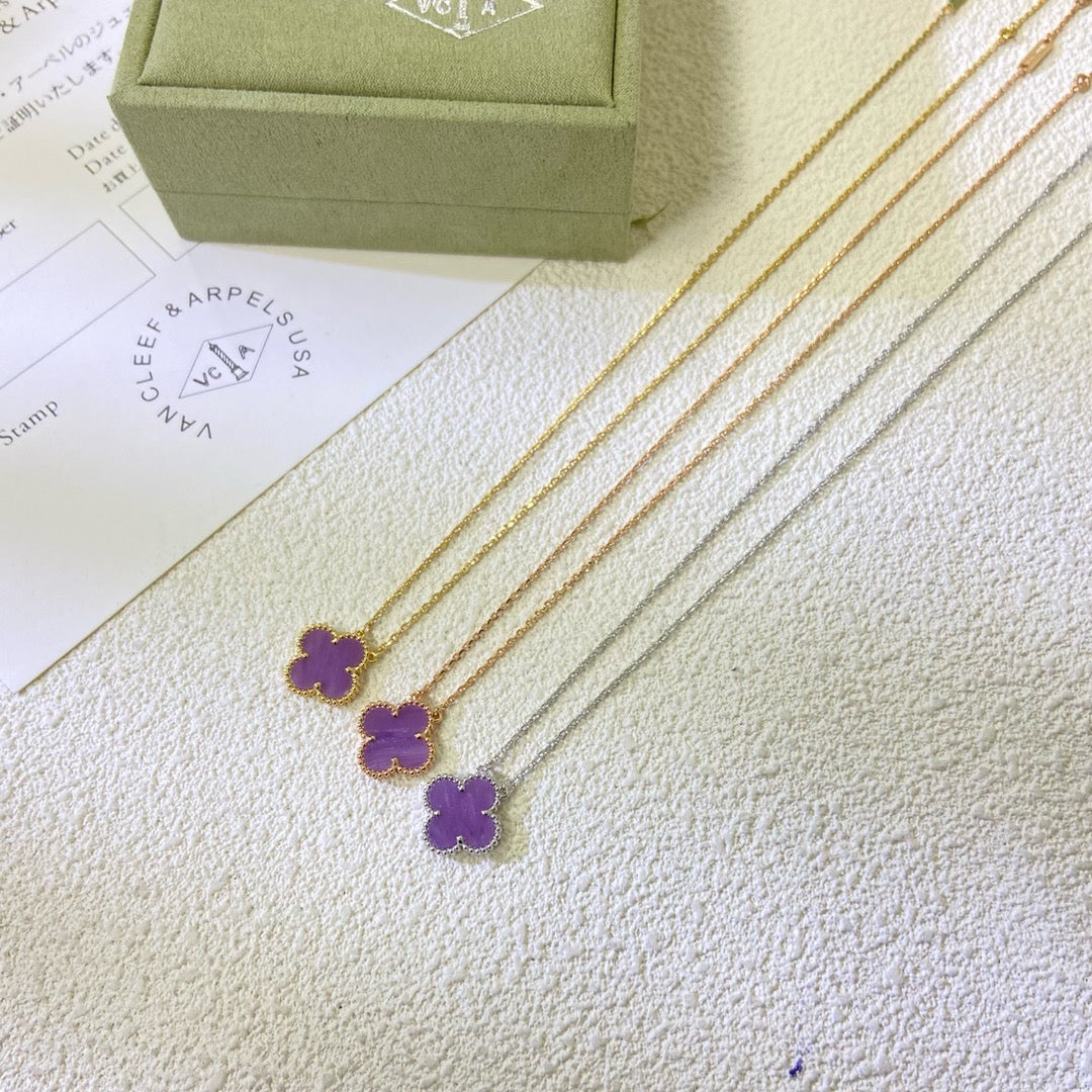 [⭐Hinora Jewelry Jewelry]CLOVER 15MM  PURPLE VIOLET NECKLACE