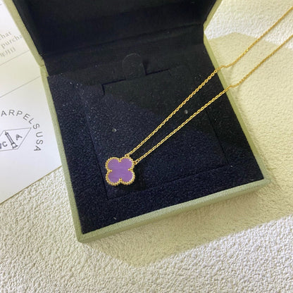 [⭐Hinora Jewelry Jewelry]CLOVER 15MM  PURPLE VIOLET NECKLACE