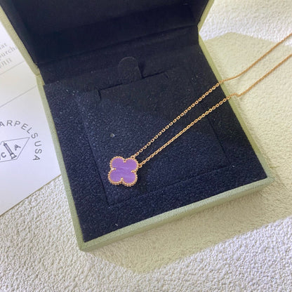[⭐Hinora Jewelry Jewelry]CLOVER 15MM  PURPLE VIOLET NECKLACE
