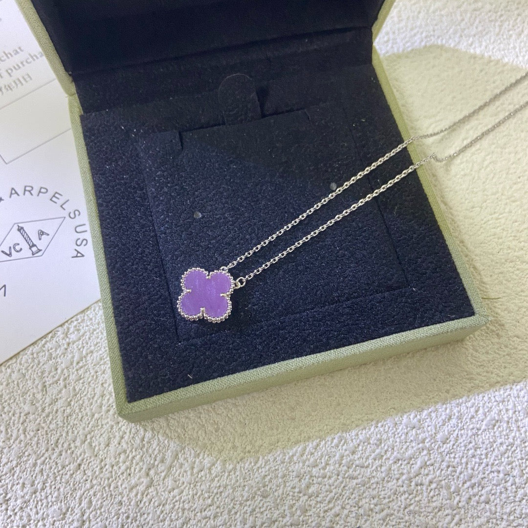 [⭐Hinora Jewelry Jewelry]CLOVER 15MM  PURPLE VIOLET NECKLACE