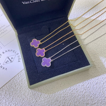 [⭐Hinora Jewelry Jewelry]CLOVER 15MM  PURPLE VIOLET NECKLACE