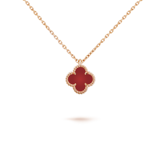 [⭐Hinora Jewelry]CLOVER MINI 9.5MM WHITE CARNELIANS NECKLACE
