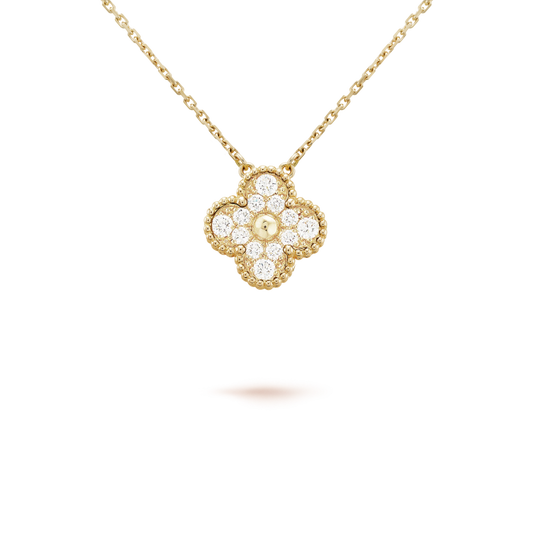 [⭐Hinora Jewelry]CLOVER 15MM DIAMOND SINGLE FLOWER NECKLACE