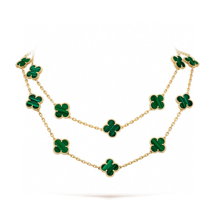[⭐Hinora Jewelry]CLOVER 20 MOTIFS MALACHITE GOLD