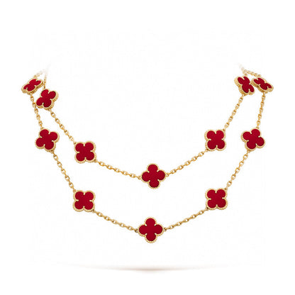 [⭐Hinora Jewelry]CLOVER 20 MOTIFS CARNELIAN NECKLACE