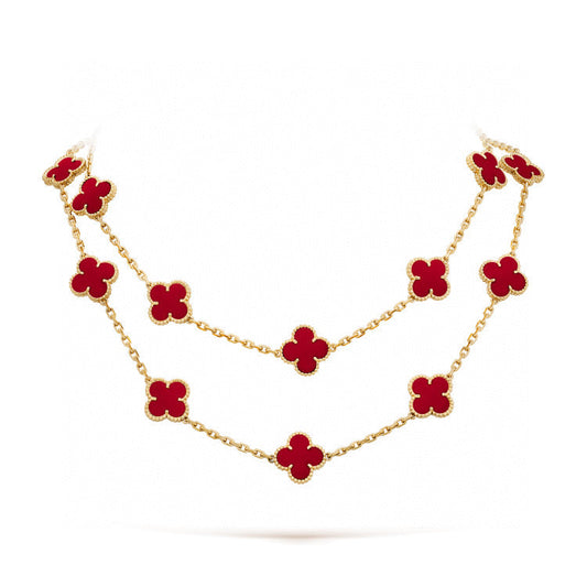 [⭐Hinora Jewelry]CLOVER 20 MOTIFS CARNELIAN NECKLACE