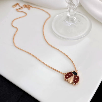 [⭐Hinora Jewelry]LUCKY  CARNELIANS LADYBUG NECKLACE