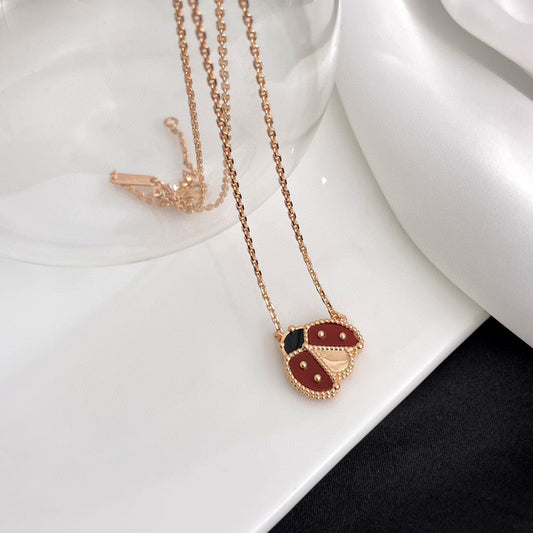 [⭐Hinora Jewelry]LUCKY  CARNELIANS LADYBUG NECKLACE