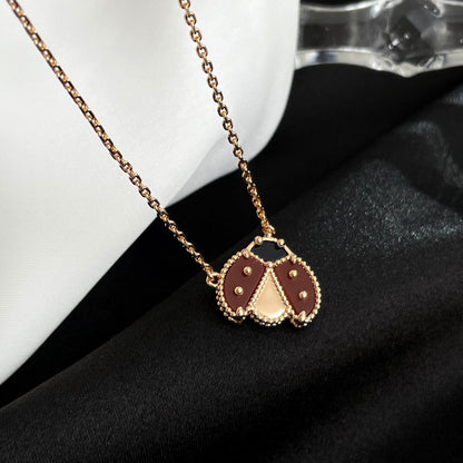 [⭐Hinora Jewelry]LUCKY  CARNELIANS LADYBUG NECKLACE