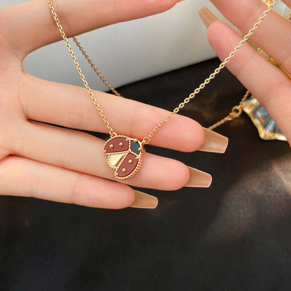 [⭐Hinora Jewelry]LUCKY  CARNELIANS LADYBUG NECKLACE
