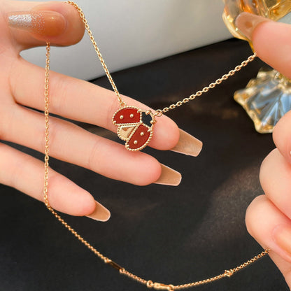 [⭐Hinora Jewelry]LUCKY  CARNELIANS LADYBUG NECKLACE