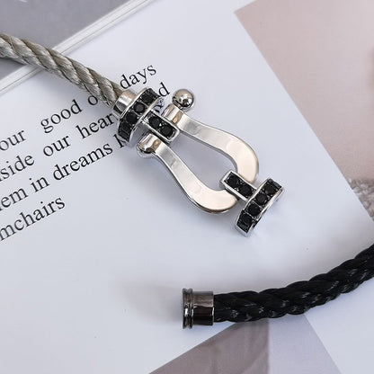 [⭐Hinora Jewelry]FORCE LARGE HORSESHOE BLACK DIAMOND BRACELET SILVER