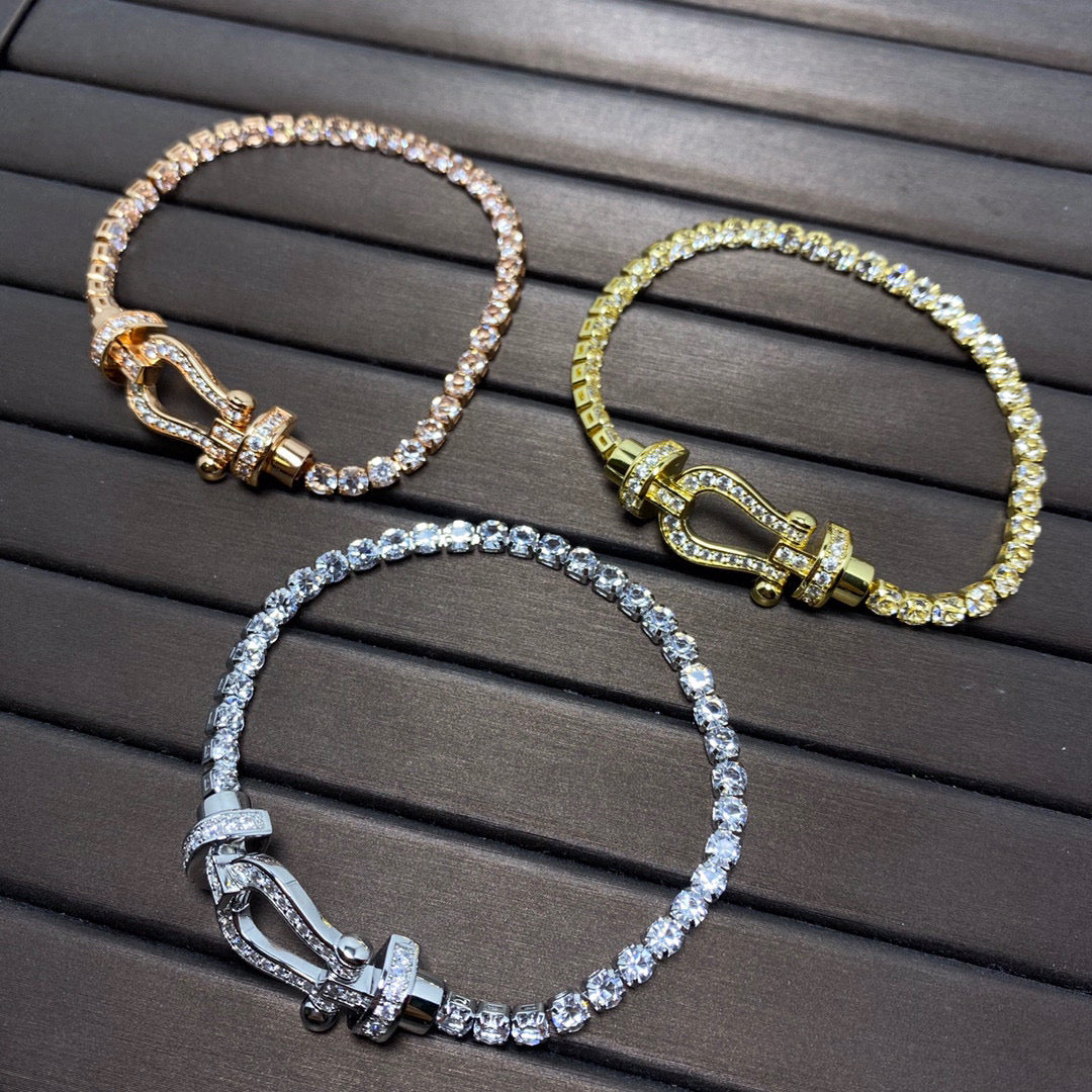 [⭐Hinora Jewelry]FORCE  LARGE HORSESHOE FULL DIAMOND TENNIS BRACELET