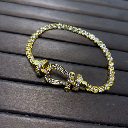 [⭐Hinora Jewelry]FORCE  LARGE HORSESHOE FULL DIAMOND TENNIS BRACELET