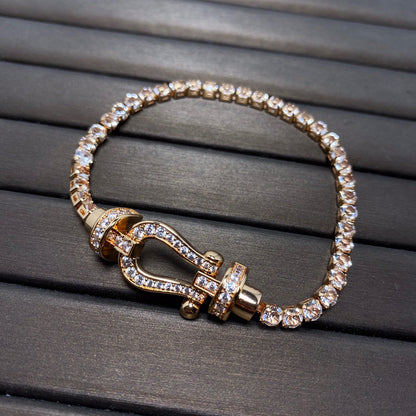 [⭐Hinora Jewelry]FORCE  LARGE HORSESHOE FULL DIAMOND TENNIS BRACELET