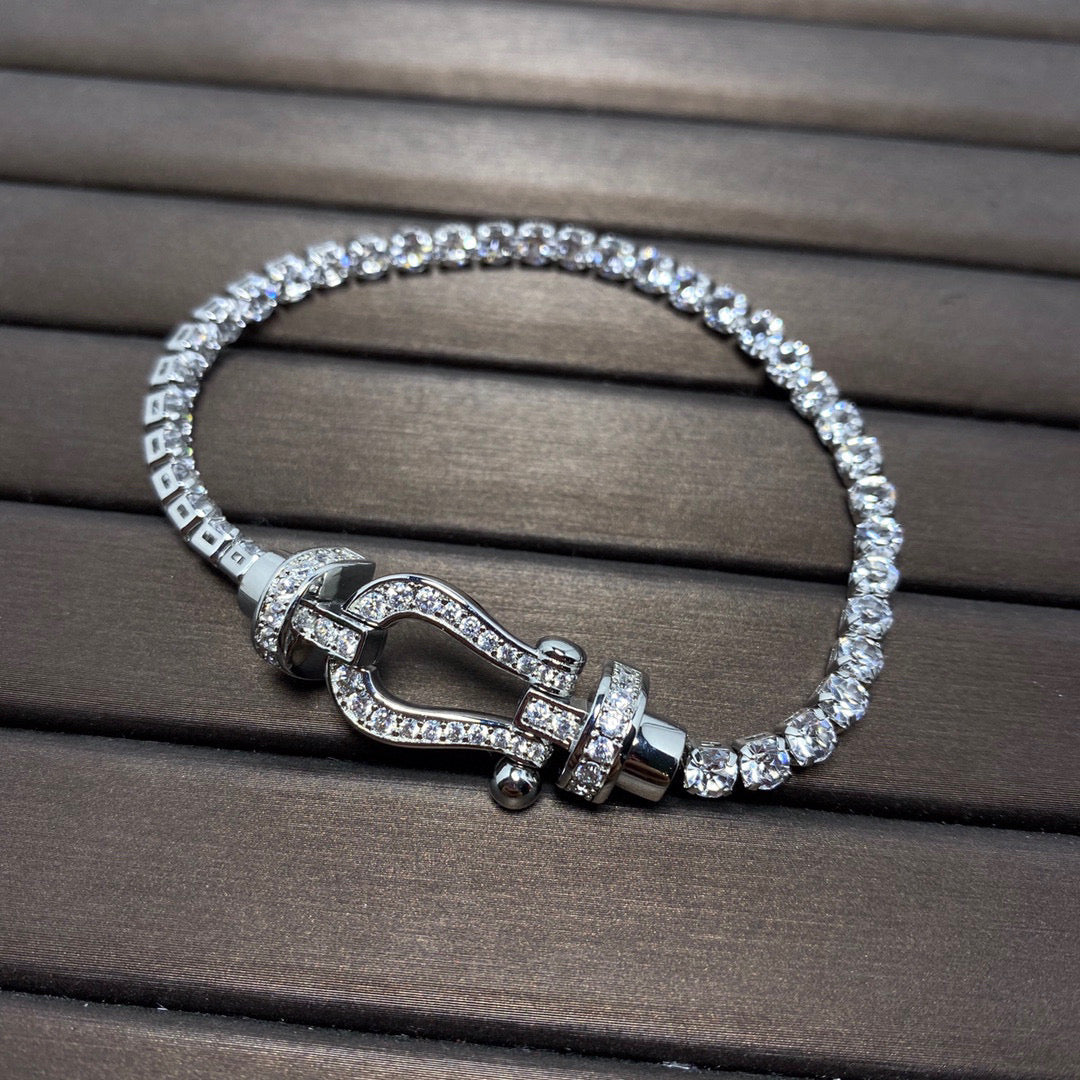 [⭐Hinora Jewelry]FORCE  LARGE HORSESHOE FULL DIAMOND TENNIS BRACELET