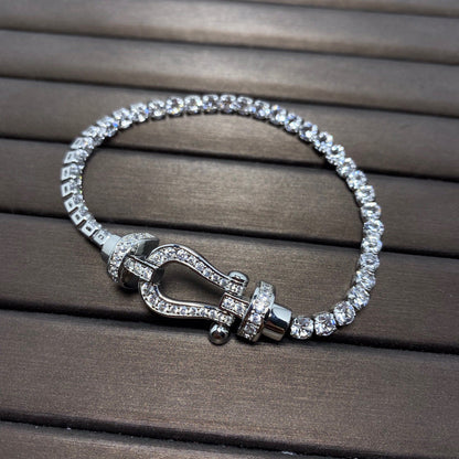 [⭐Hinora Jewelry]FORCE  LARGE HORSESHOE FULL DIAMOND TENNIS BRACELET