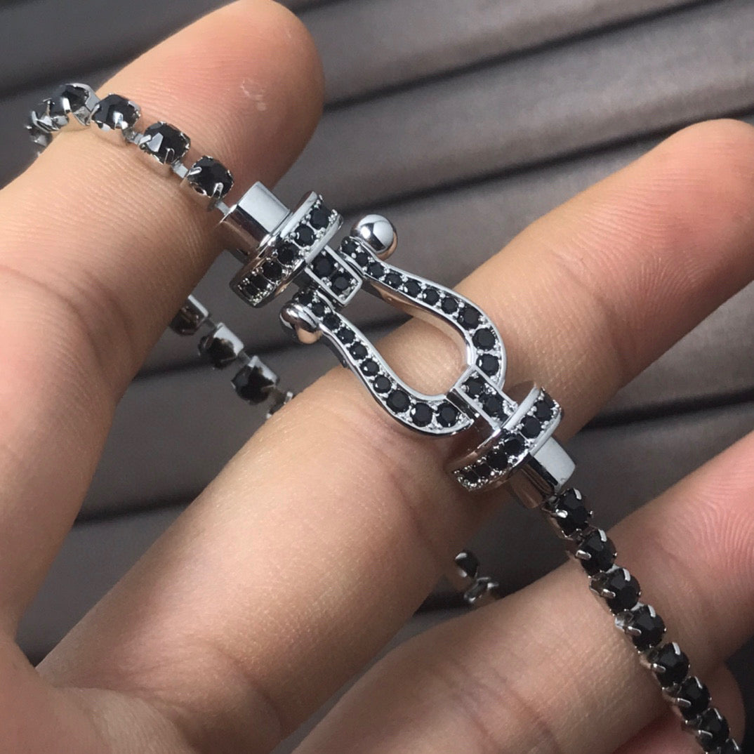 [⭐Hinora Jewelry]FORCE  LARGE HORSESHOE FULL DIAMOND TENNIS BRACELET