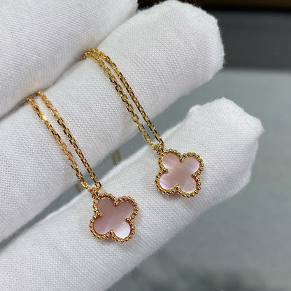 [⭐Hinora Jewelry]CLOVER 15MM PINK MOTHER-OF-PEARL SINGLE FLOWER NECKLACE