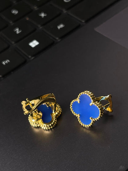 [⭐Hinora Jewelry] CLOVER LARGE (20mm) 1 MOTIFS BLUE MOP STUD EARRINGS