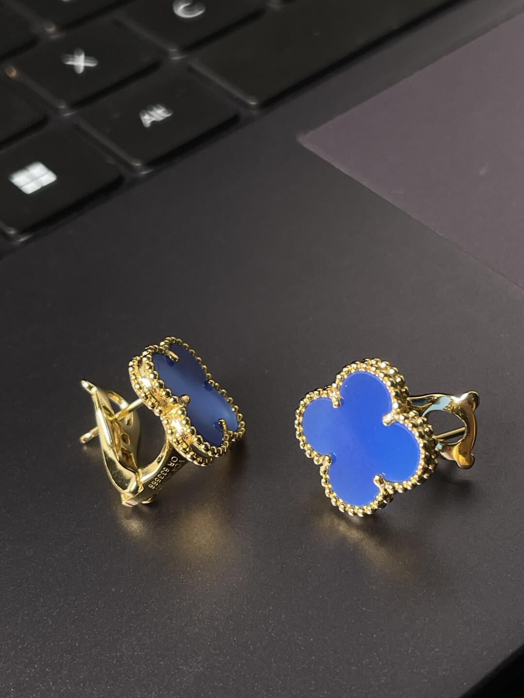 [⭐Hinora Jewelry] CLOVER LARGE (20mm) 1 MOTIFS BLUE MOP STUD EARRINGS