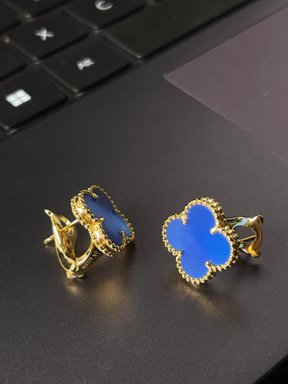 [⭐Hinora Jewelry] CLOVER LARGE (20mm) 1 MOTIFS BLUE MOP STUD EARRINGS