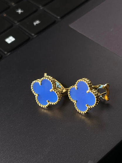 [⭐Hinora Jewelry] CLOVER LARGE (20mm) 1 MOTIFS BLUE MOP STUD EARRINGS