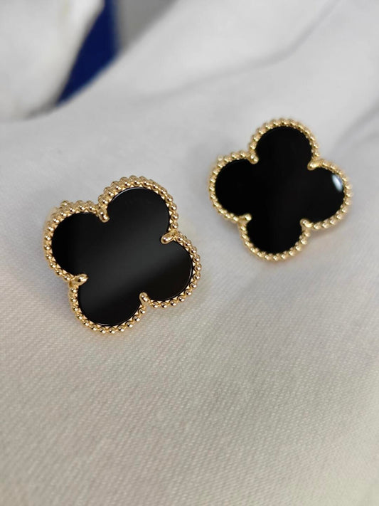 [⭐Hinora Jewelry]CLOVER 20MM BLACK MOP EARRINGS
