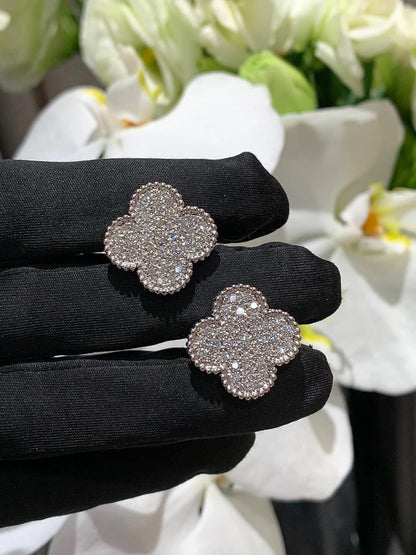 [⭐Hinora Jewelry]CLOVER 20MM MOTIFS DIAMOND STUD EARRINGS SILVER