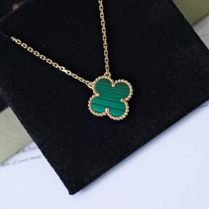 [⭐Hinora Jewelry]CLOVER 15MM MALACHITE SINGLE FLOWER  NECKLACE