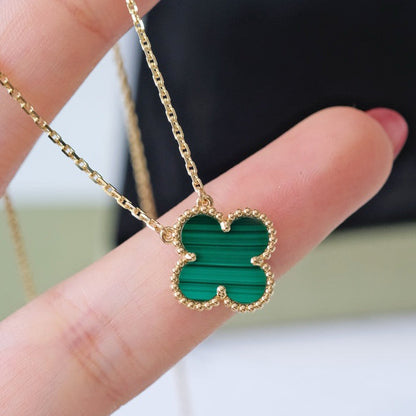 [⭐Hinora Jewelry]CLOVER 15MM MALACHITE SINGLE FLOWER  NECKLACE