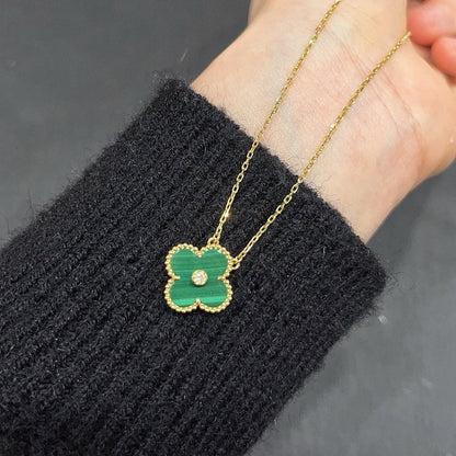 [⭐Hinora Jewelry]CLOVER 15MM DIAMOND TURQUOISE NECKLACE