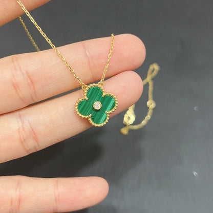 [⭐Hinora Jewelry]CLOVER 15MM DIAMOND TURQUOISE NECKLACE