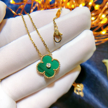 [⭐Hinora Jewelry]CLOVER 15MM DIAMOND TURQUOISE NECKLACE
