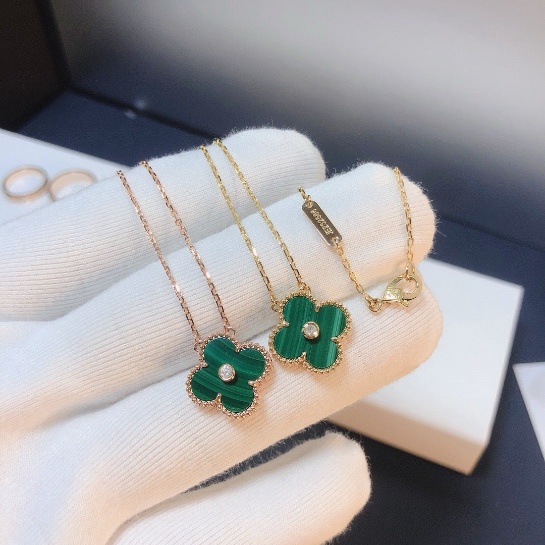 [⭐Hinora Jewelry]CLOVER 15MM DIAMOND TURQUOISE NECKLACE