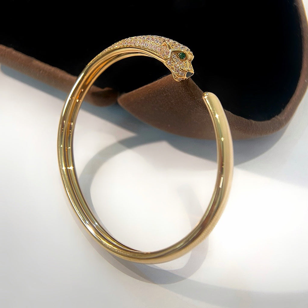[⭐Hinora Jewelry]PANTHERE HALF DIAMOND OPEN BRACELET
