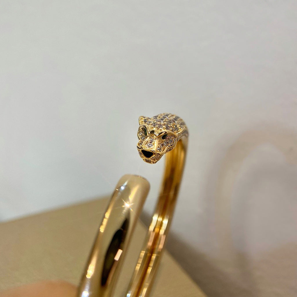 [⭐Hinora Jewelry]PANTHERE HALF DIAMOND OPEN BRACELET