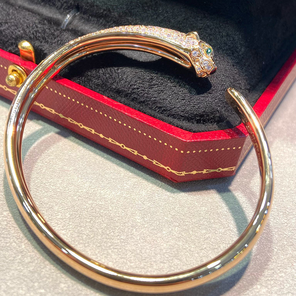 [⭐Hinora Jewelry]PANTHERE HALF DIAMOND OPEN BRACELET